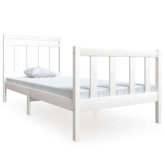 3100710 vidaXL Bed Frame without Mattress White Solid Wood 100x200 cm (810073+814080)