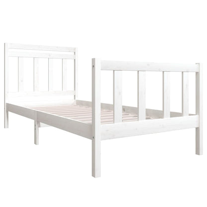 3100710 vidaXL Bed Frame without Mattress White Solid Wood 100x200 cm (810073+814080)