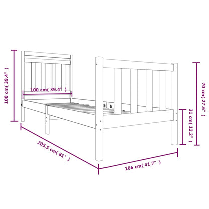 3100710 vidaXL Bed Frame without Mattress White Solid Wood 100x200 cm (810073+814080)