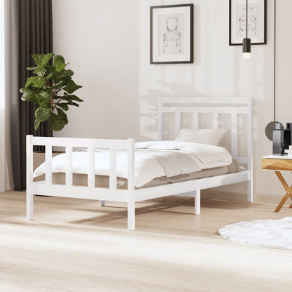 3100710 vidaXL Bed Frame without Mattress White Solid Wood 100x200 cm (810073+814080)