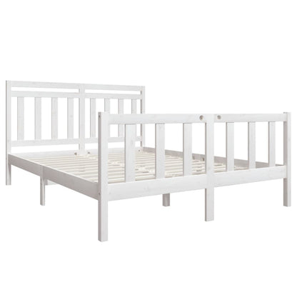 3100969 vidaXL Bed Frame without Mattress White Solid Wood 160x200 cm (810093+814105)