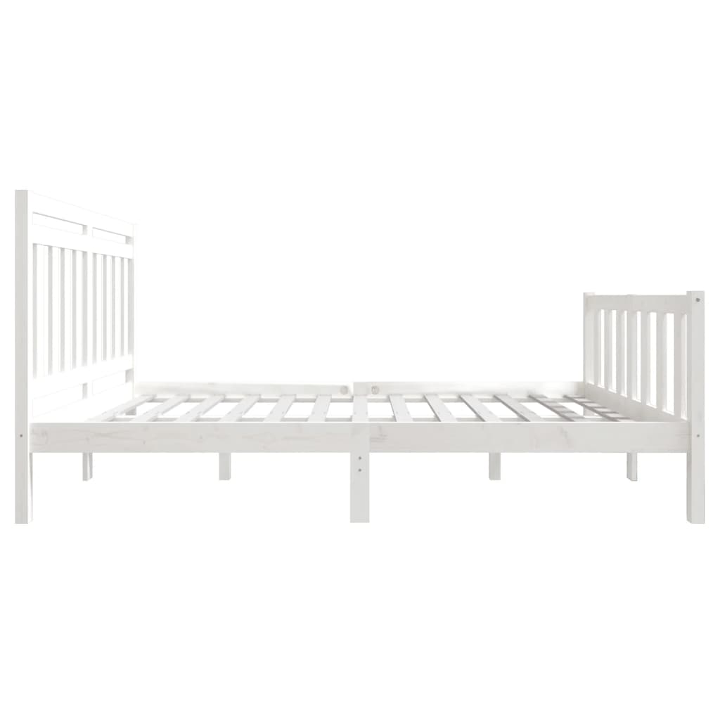 3100969 vidaXL Bed Frame without Mattress White Solid Wood 160x200 cm (810093+814105)