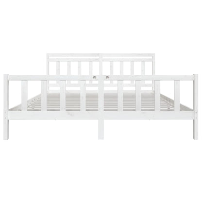 3100979 vidaXL Bed Frame without Mattress White Solid Wood 200x200 cm (810103+814115)