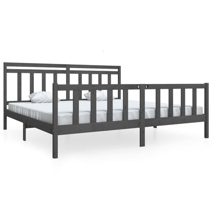 3100980 vidaXL Bed Frame without Mattress Grey Solid Wood 200x200 cm (810104+814116)