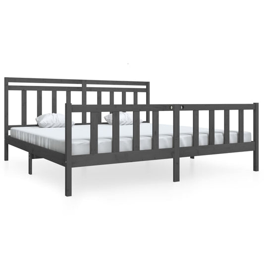 3100980 vidaXL Bed Frame without Mattress Grey Solid Wood 200x200 cm (810104+814116)