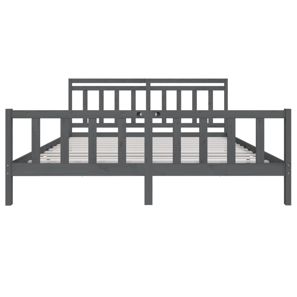 3100980 vidaXL Bed Frame without Mattress Grey Solid Wood 200x200 cm (810104+814116)