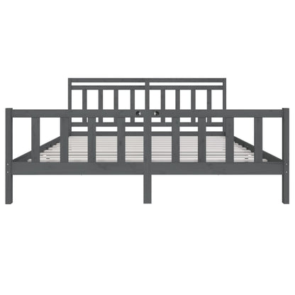 3100980 vidaXL Bed Frame without Mattress Grey Solid Wood 200x200 cm (810104+814116)
