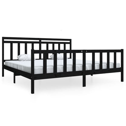 3100982 vidaXL Bed Frame without Mattress Black Solid Wood 200x200 cm (810106+814118)