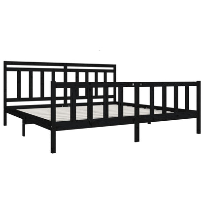 3100982 vidaXL Bed Frame without Mattress Black Solid Wood 200x200 cm (810106+814118)