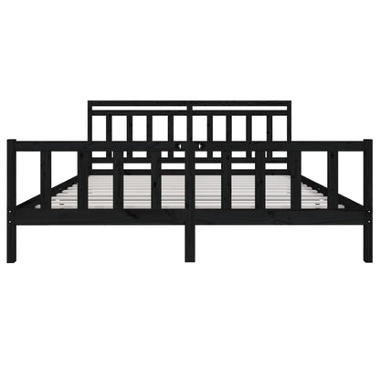 3100982 vidaXL Bed Frame without Mattress Black Solid Wood 200x200 cm (810106+814118)