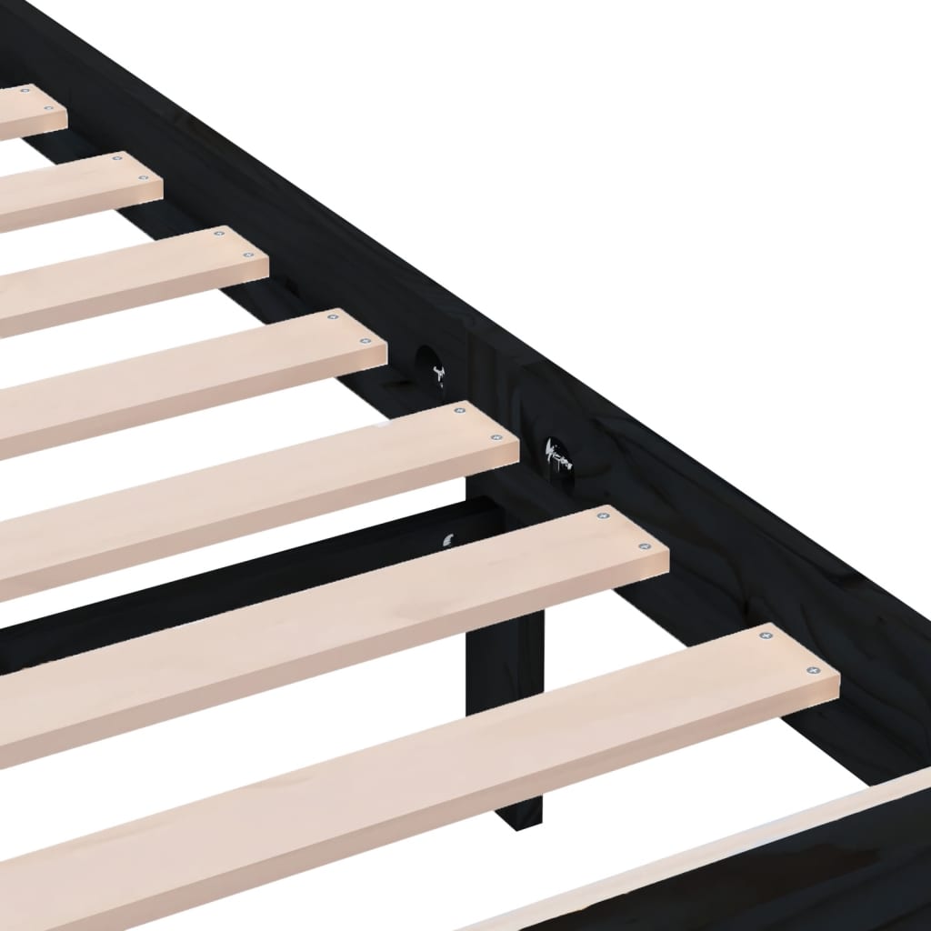 3100982 vidaXL Bed Frame without Mattress Black Solid Wood 200x200 cm (810106+814118)