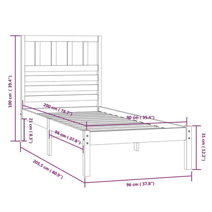 vidaXL Bed Frame | Pine | Solid Pine Wood (untreated) | Single | Durable