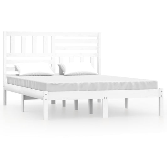 vidaXL Bed Frame | White | Solid pine wood | Nice Design | Bed Frame