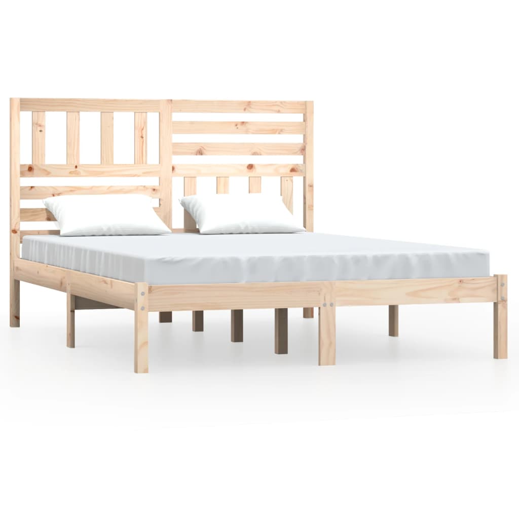 vidaXL Bed Frame | Pine | Solid pine wood | 140x200 cm | Decorative Inlays