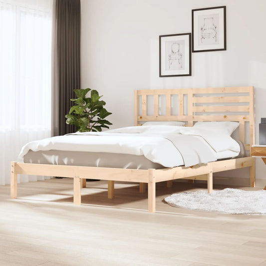 vidaXL Bed Frame | Pine | Solid pine wood | 140x200 cm | Decorative Inlays