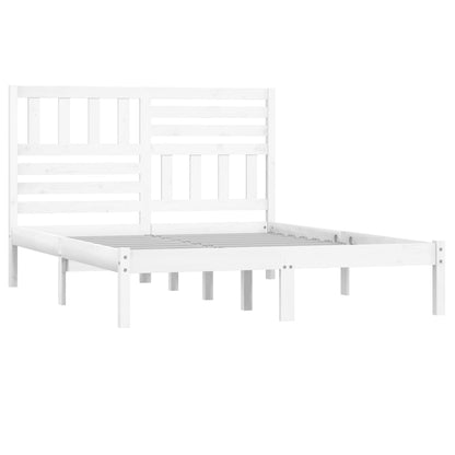 vidaXL Bed Frame | White | Solid pinewood | 160x200 cm | Decorative Inlays