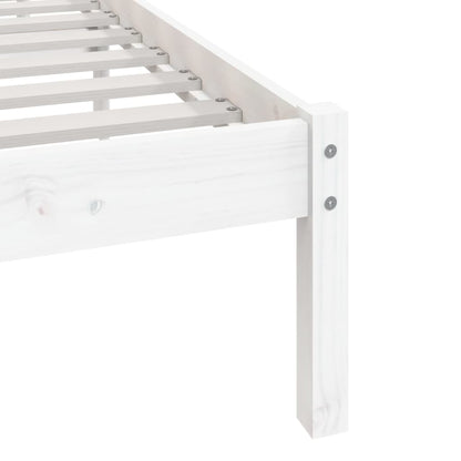 vidaXL Bed Frame | White | Solid pinewood | 160x200 cm | Decorative Inlays