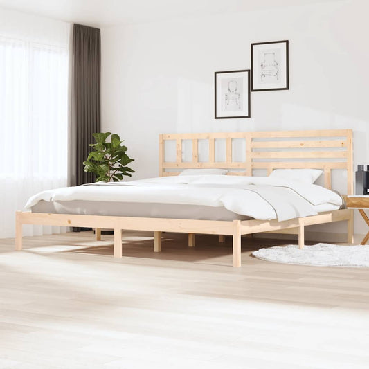 vidaXL Bed Frame | Natural Wood | Solid Pine Wood | 200 x 200 cm | Lovely Design