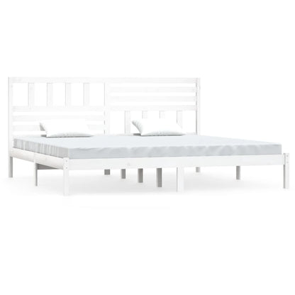vidaXL Bed Frame | White | Solid Pine Wood | 200x200 cm | Durable | Bed Frame