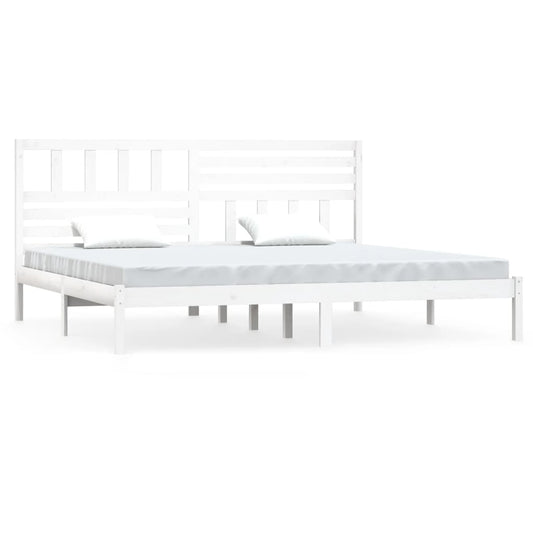vidaXL Bed Frame | White | Solid Pine Wood | 200x200 cm | Durable | Bed Frame