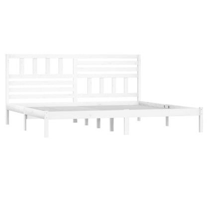 vidaXL Bed Frame | White | Solid Pine Wood | 200x200 cm | Durable | Bed Frame