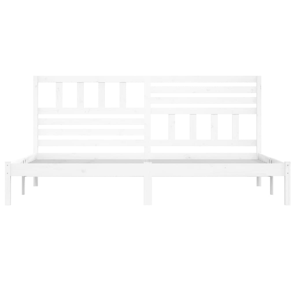 vidaXL Bed Frame | White | Solid Pine Wood | 200x200 cm | Durable | Bed Frame