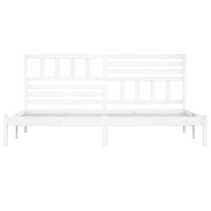 vidaXL Bed Frame | White | Solid Pine Wood | 200x200 cm | Durable | Bed Frame