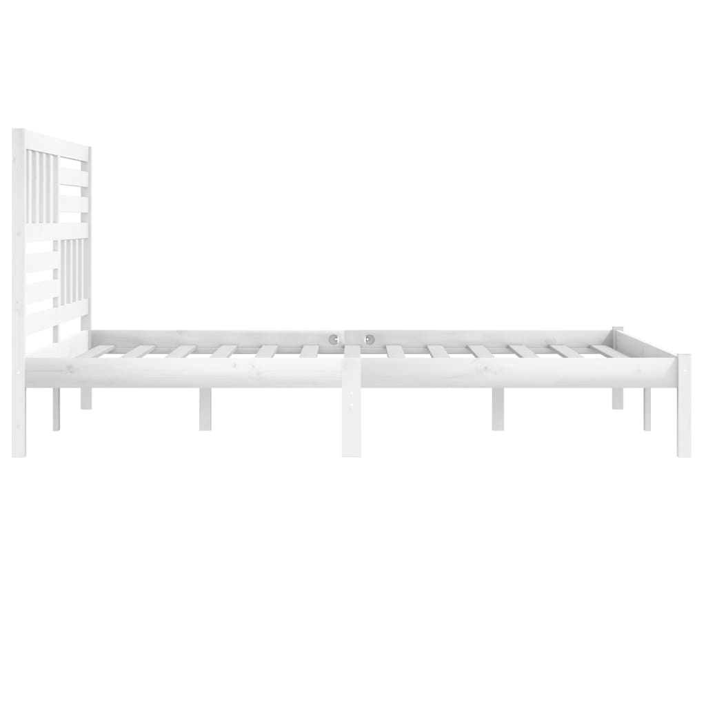 vidaXL Bed Frame | White | Solid Pine Wood | 200x200 cm | Durable | Bed Frame