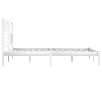 vidaXL Bed Frame | White | Solid Pine Wood | 200x200 cm | Durable | Bed Frame