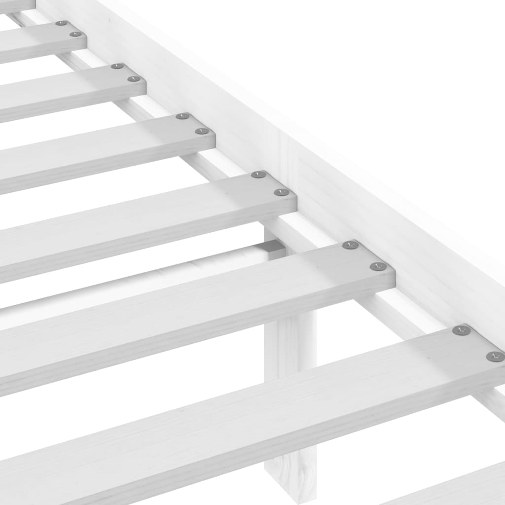 vidaXL Bed Frame | White | Solid Pine Wood | 200x200 cm | Durable | Bed Frame