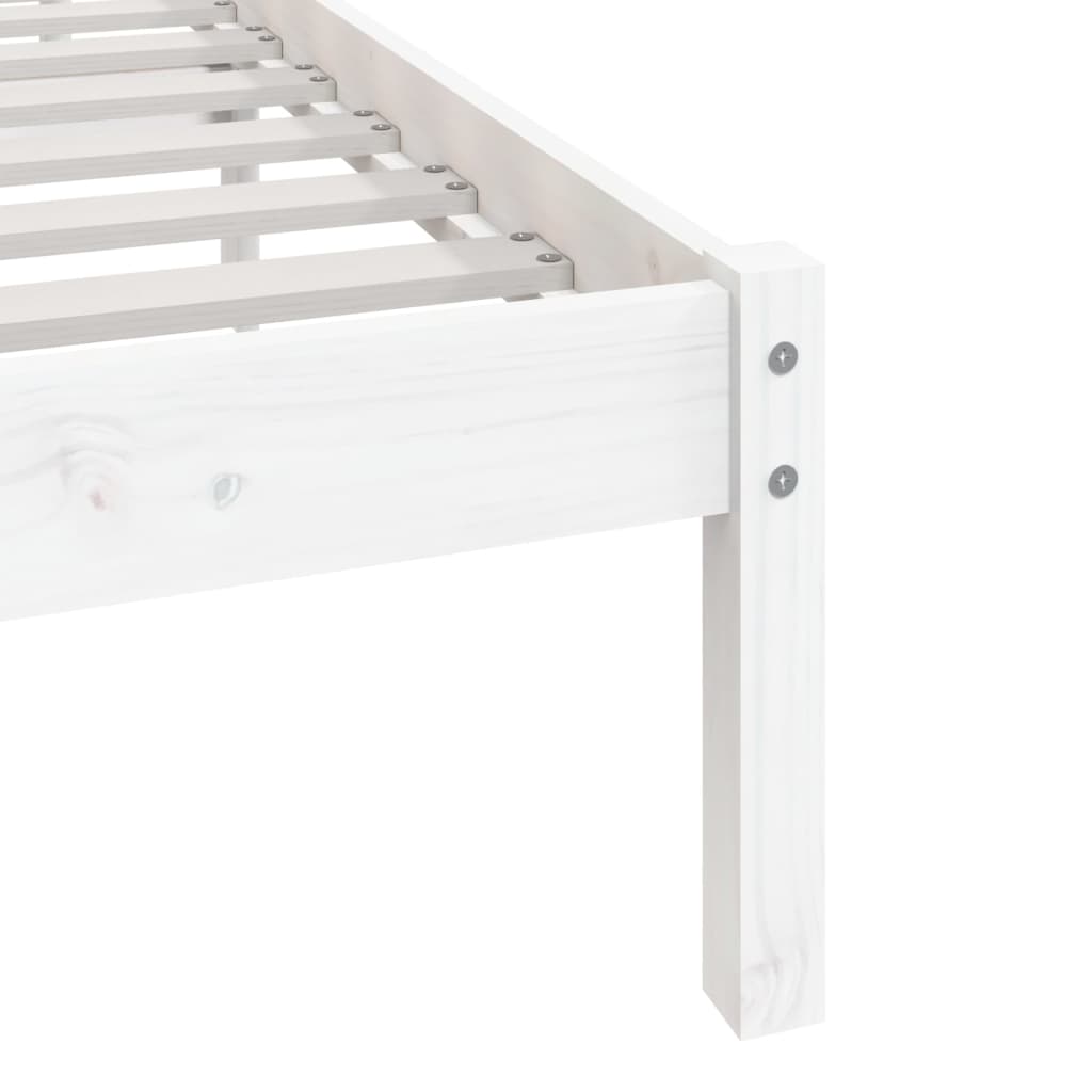 vidaXL Bed Frame | White | Solid Pine Wood | 200x200 cm | Durable | Bed Frame