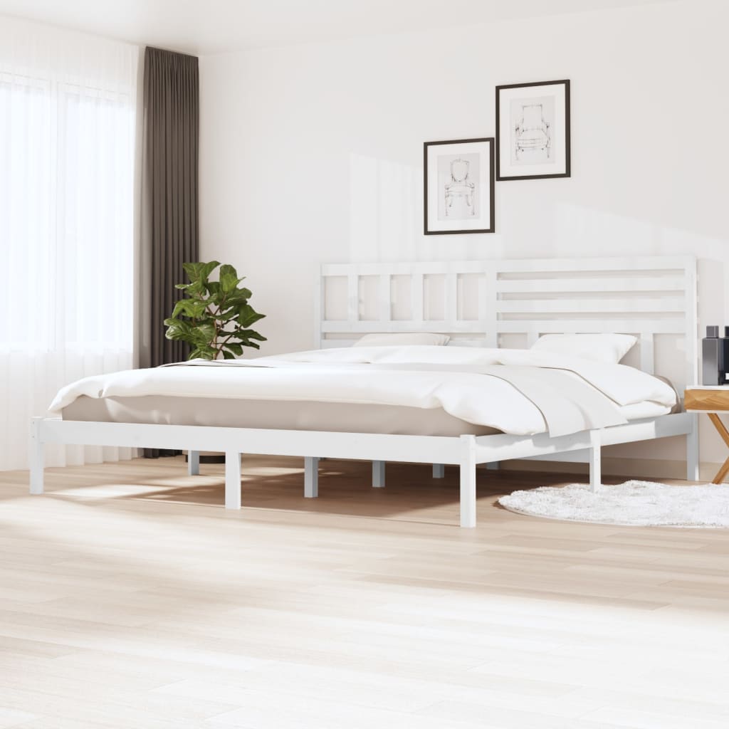 vidaXL Bed Frame | White | Solid Pine Wood | 200x200 cm | Durable | Bed Frame