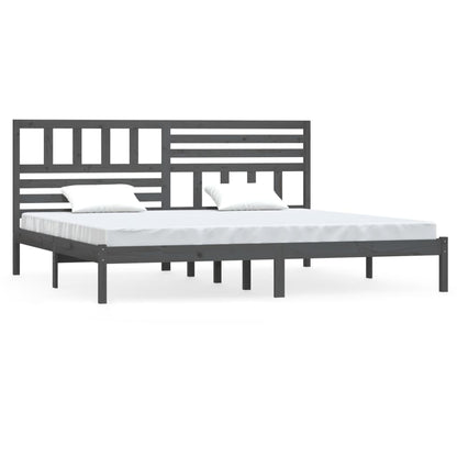 vidaXL Bed Frame | Grey | Solid pine wood | 200x200 cm |  Tough | Bed Frame