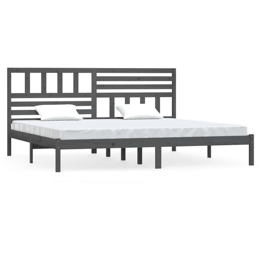 vidaXL Bed Frame | Grey | Solid pine wood | 200x200 cm |  Tough | Bed Frame