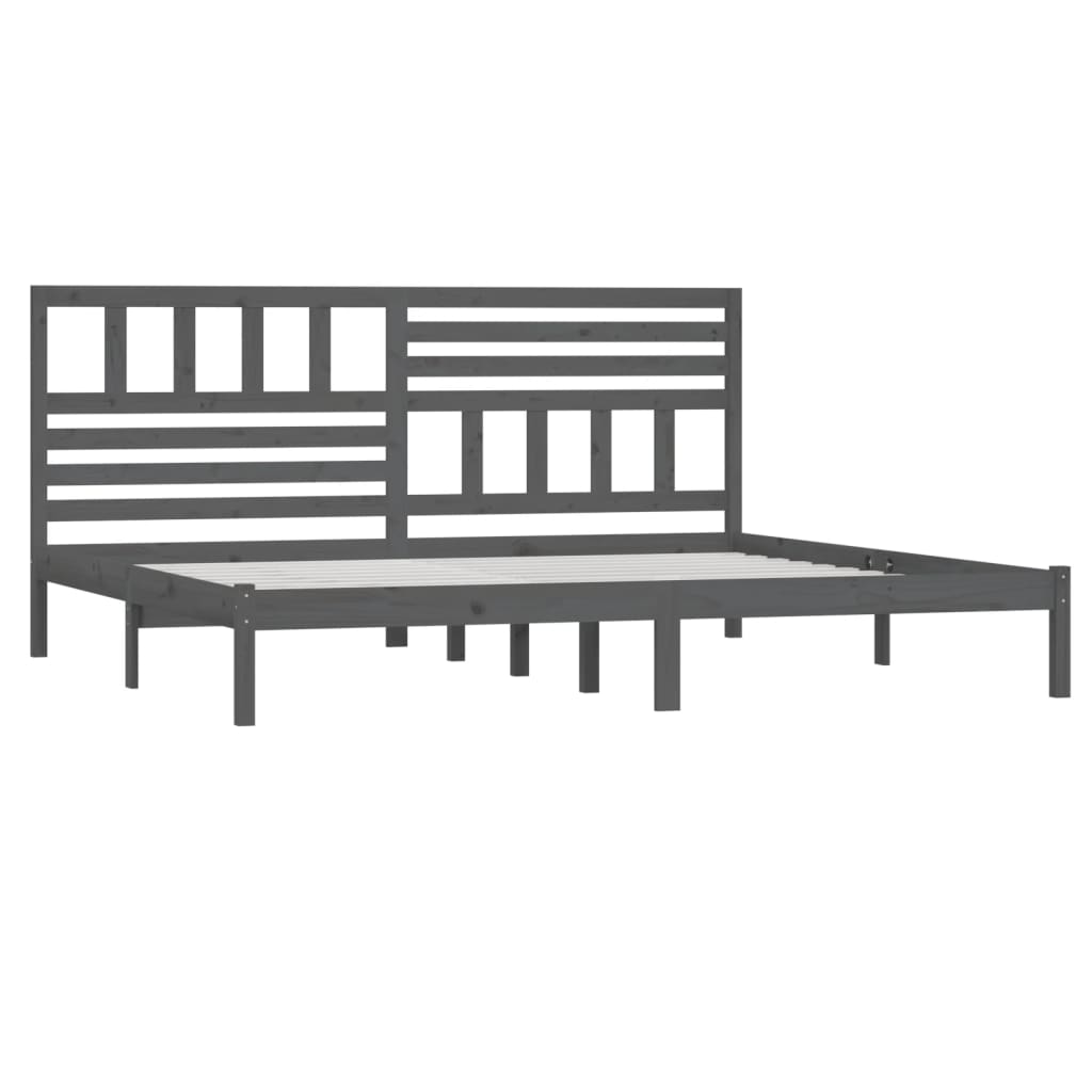 vidaXL Bed Frame | Grey | Solid pine wood | 200x200 cm |  Tough | Bed Frame