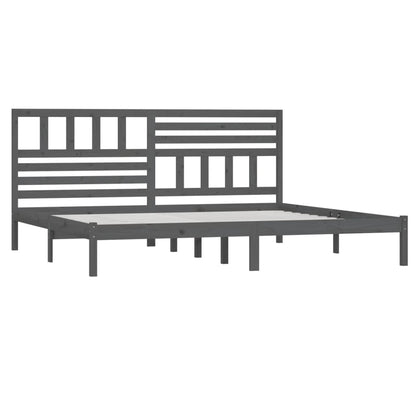 vidaXL Bed Frame | Grey | Solid pine wood | 200x200 cm |  Tough | Bed Frame