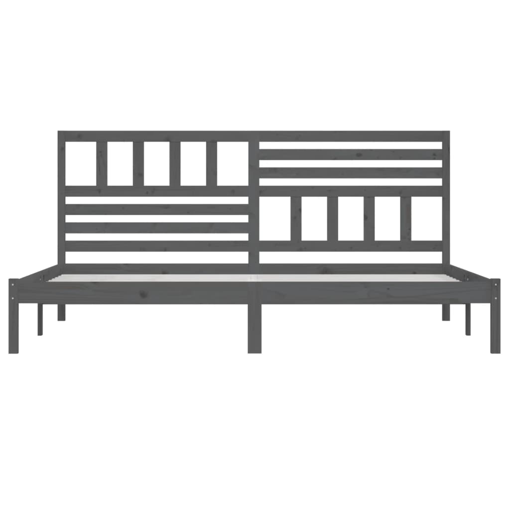 vidaXL Bed Frame | Grey | Solid pine wood | 200x200 cm |  Tough | Bed Frame