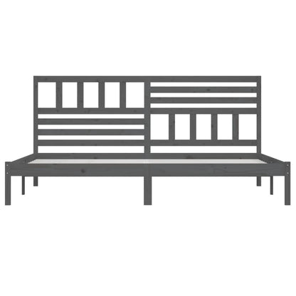 vidaXL Bed Frame | Grey | Solid pine wood | 200x200 cm |  Tough | Bed Frame