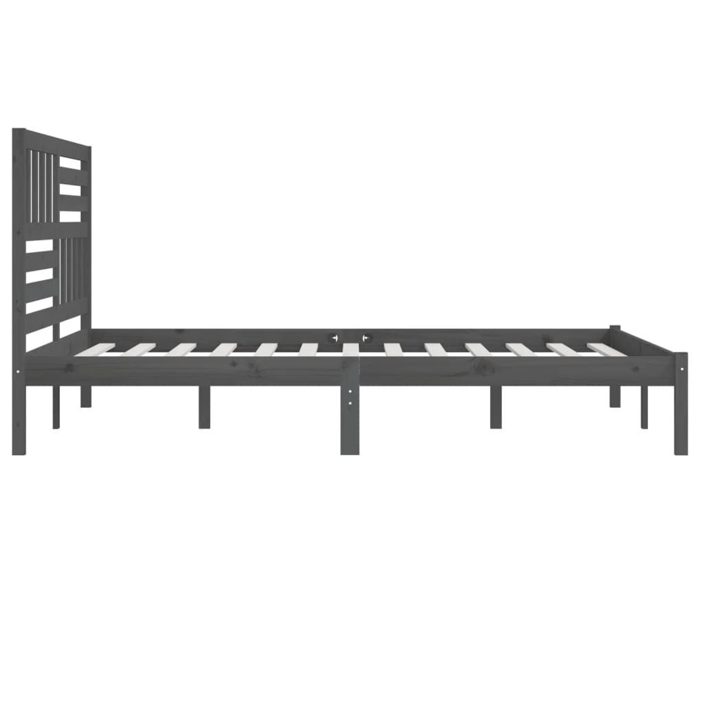 vidaXL Bed Frame | Grey | Solid pine wood | 200x200 cm |  Tough | Bed Frame