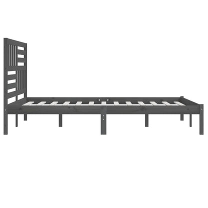 vidaXL Bed Frame | Grey | Solid pine wood | 200x200 cm |  Tough | Bed Frame