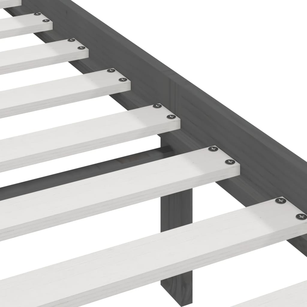 vidaXL Bed Frame | Grey | Solid pine wood | 200x200 cm |  Tough | Bed Frame