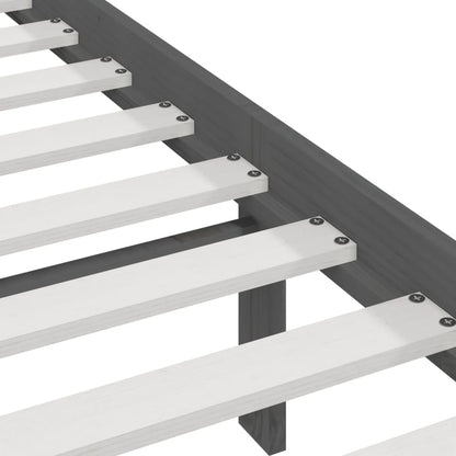 vidaXL Bed Frame | Grey | Solid pine wood | 200x200 cm |  Tough | Bed Frame