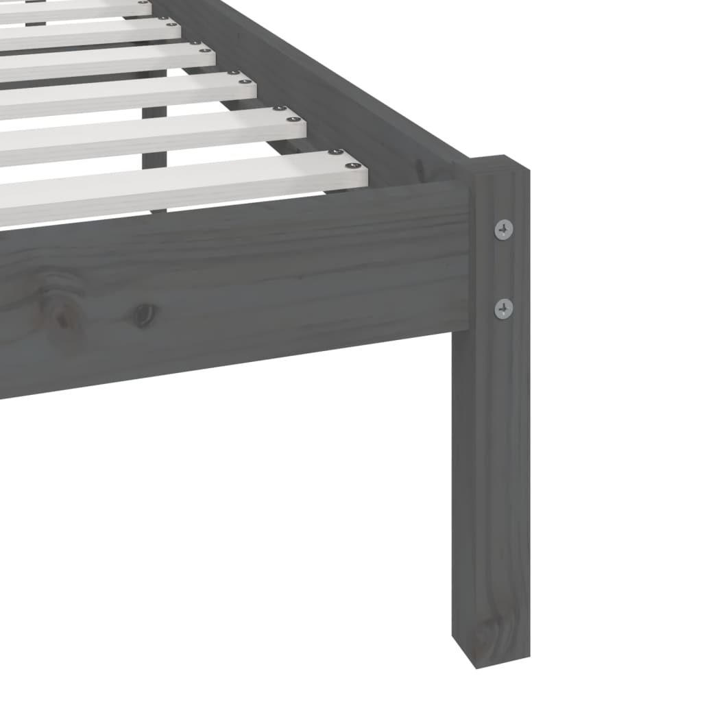 vidaXL Bed Frame | Grey | Solid pine wood | 200x200 cm |  Tough | Bed Frame