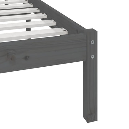 vidaXL Bed Frame | Grey | Solid pine wood | 200x200 cm |  Tough | Bed Frame