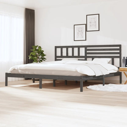 vidaXL Bed Frame | Grey | Solid pine wood | 200x200 cm |  Tough | Bed Frame