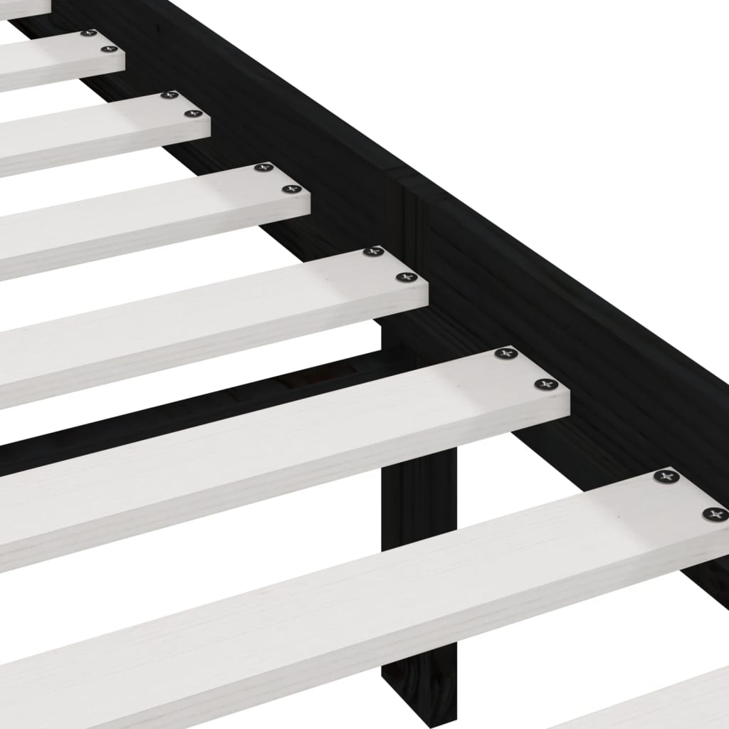 vidaXL Bed Frame without Mattress Black Solid Wood Pine 200x200 cm