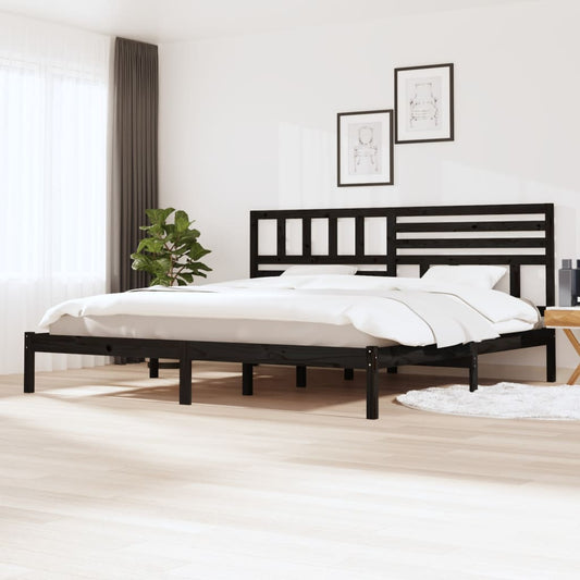 vidaXL Bed Frame | Black | Solid Pine Wood | 200x200 cm | Durable | Rustic
