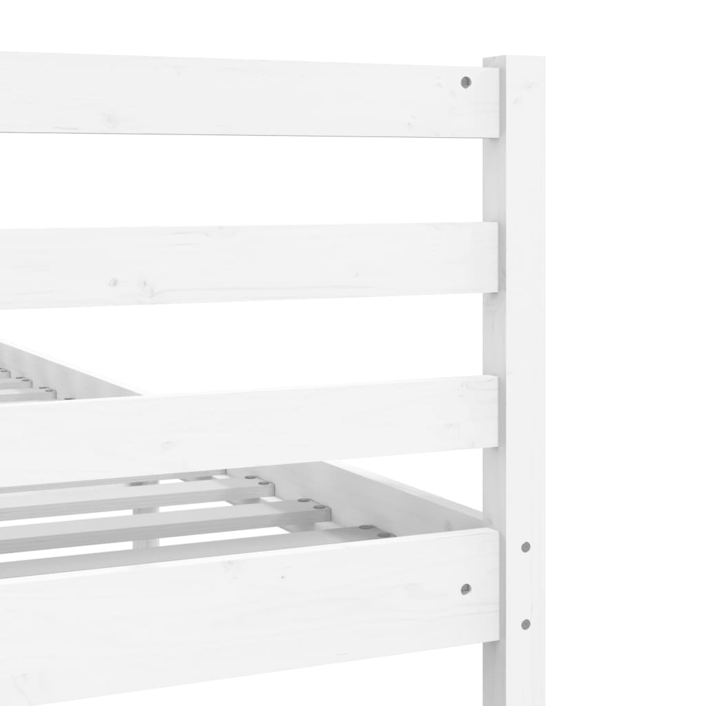 vidaXL Bed Frame | White | Solid Pinewood | Double | Decorative Inlays