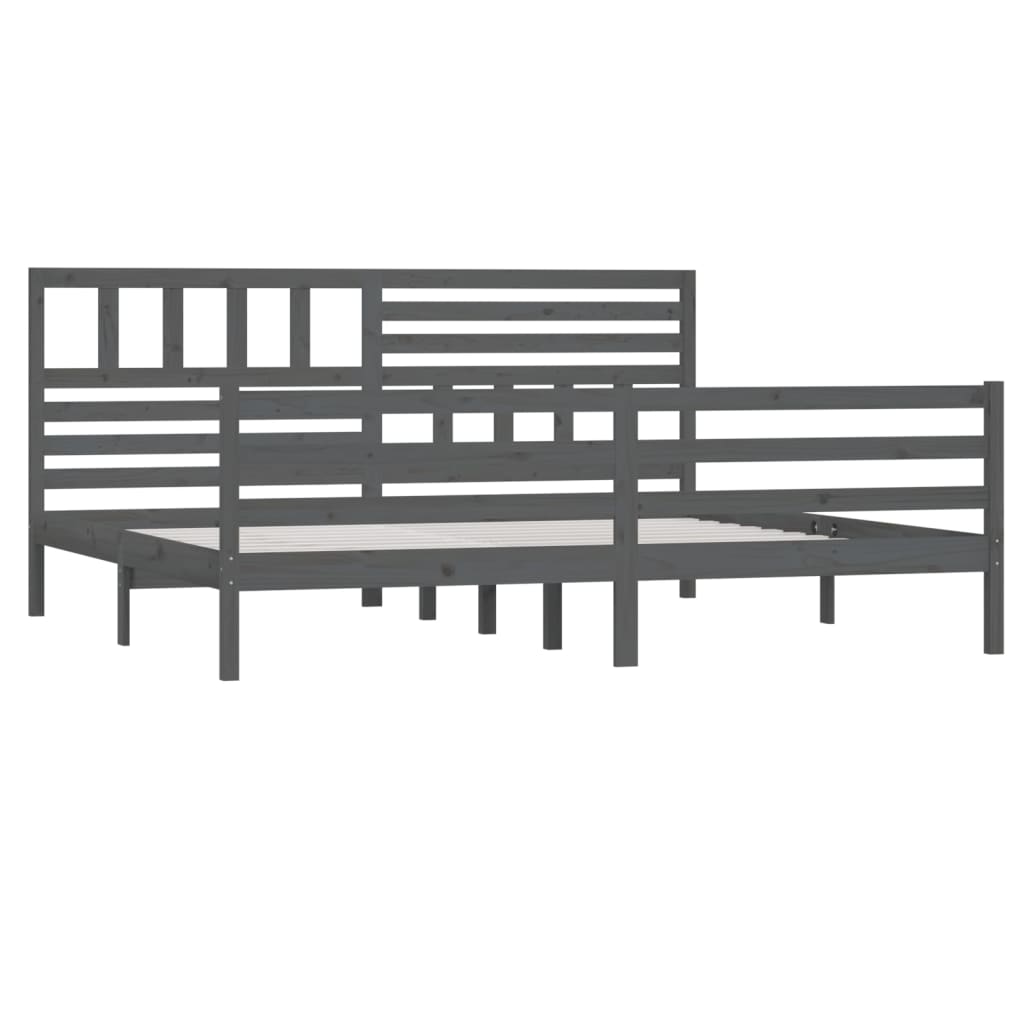 vidaXL Bed Frame | Grey | Solid pine wood | Double | Durable | Bed Frame