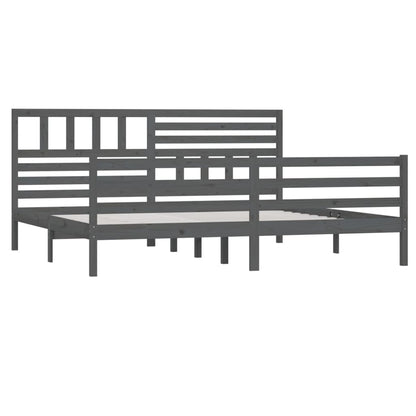 vidaXL Bed Frame | Grey | Solid pine wood | Double | Durable | Bed Frame